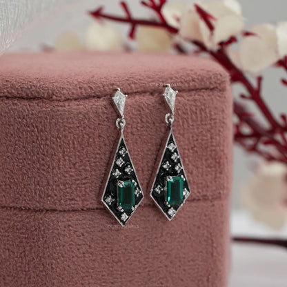 Antique Kite Shape Lab Diamond Drop Dangle Earring