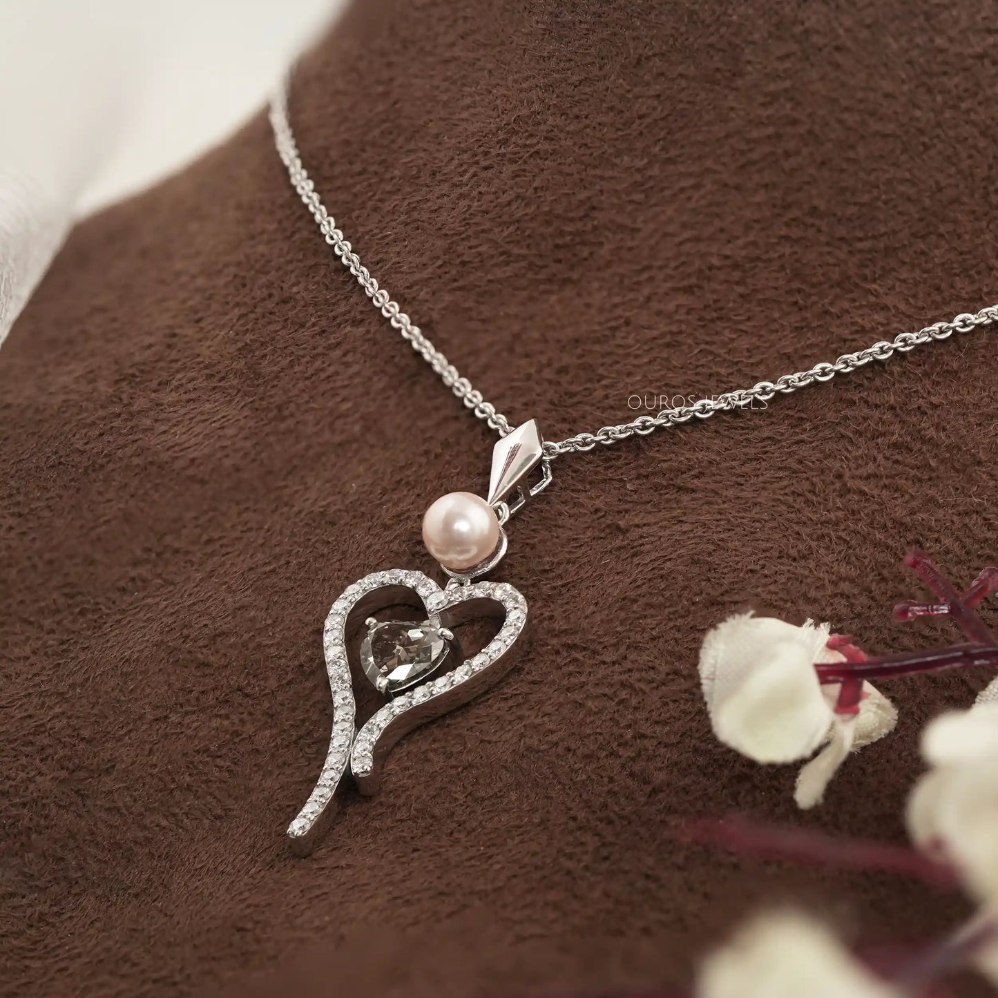 Olive Heart Cut Halo Lab Diamond Pendant