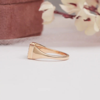 Baguette And  Round Cut Lab Grown Diamond Vintage Ring