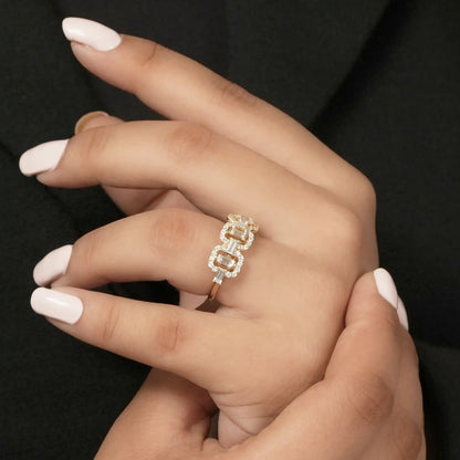 Baguette And Round Cut Three Stone Engagement Ring