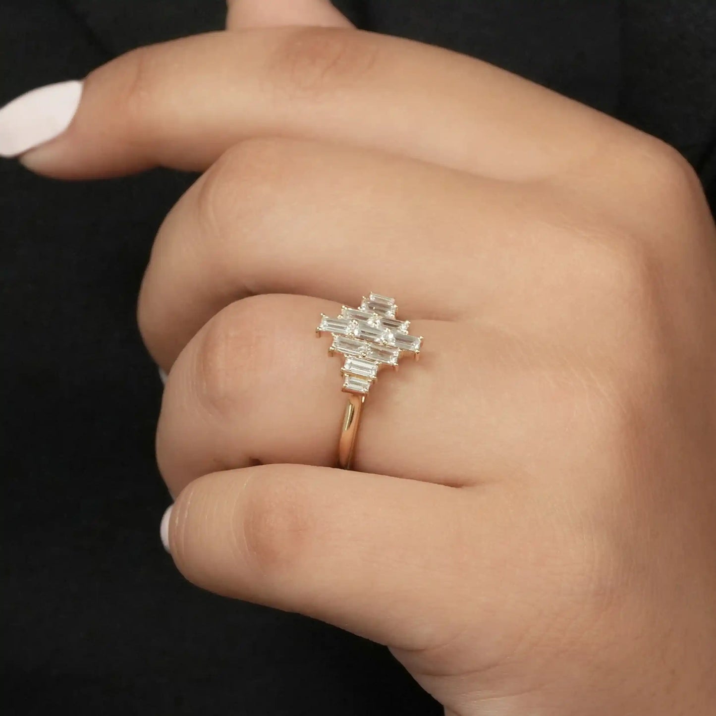 Baguette Cut Lab Grown Diamond Engagement Ring