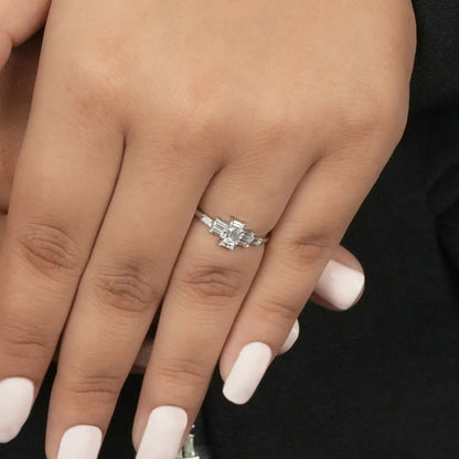 Baguette Cut Cluster Diamond Anniversary Ring