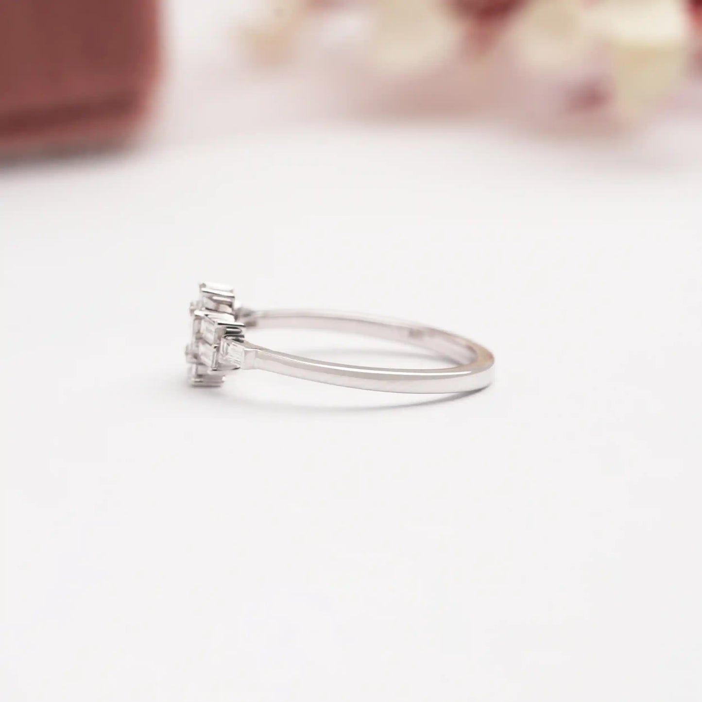 Baguette Cut Cluster Diamond Anniversary Ring