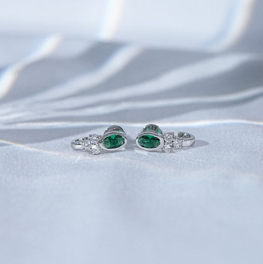 Bezel Set Oval Gemstone Screw Back Earrings