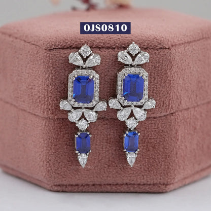 Blue Sapphire Gemstone Drop Dangle Earring