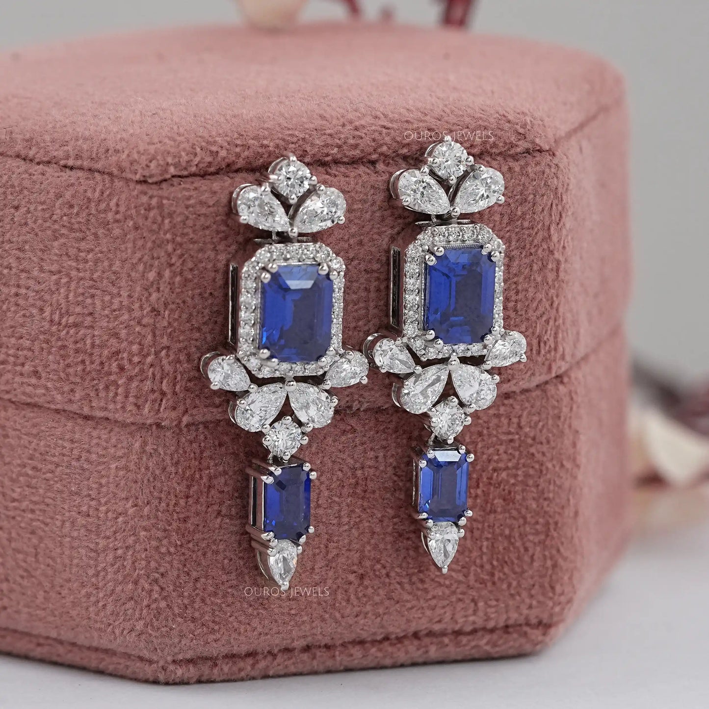 Blue Sapphire Gemstone Drop Dangle Earring
