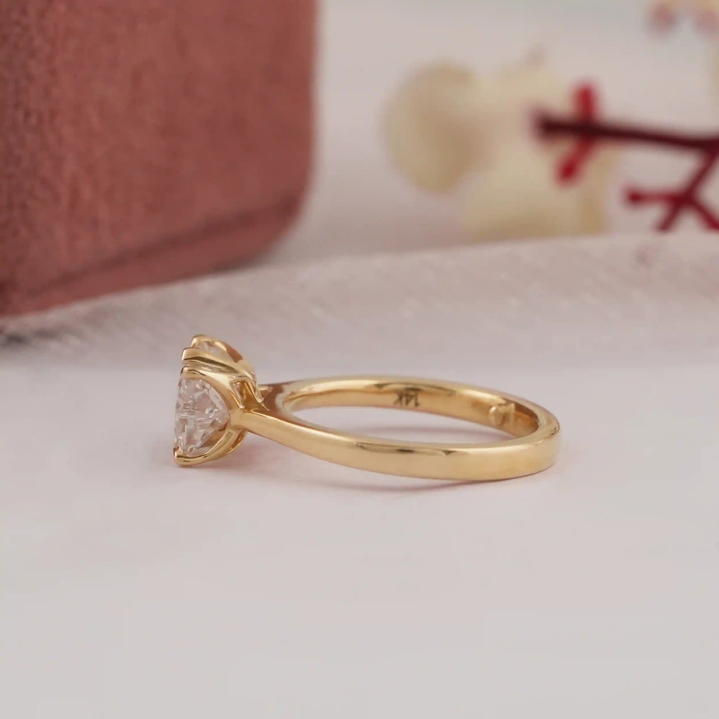 Fancy Pink Butterfly Cut Solitaire Diamond Engagement Ring