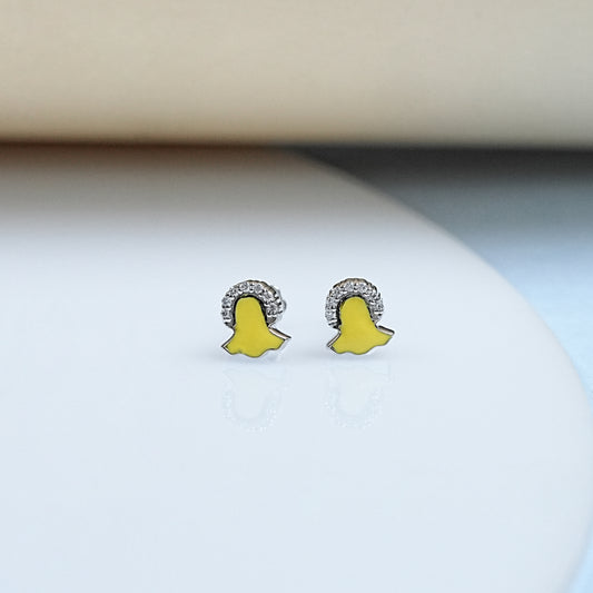 Yellow Enamel Snapchat Earring For Toddler