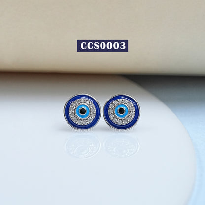Enamel Evil Eye Diamond Earrings