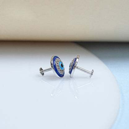 Enamel Evil Eye Diamond Earrings