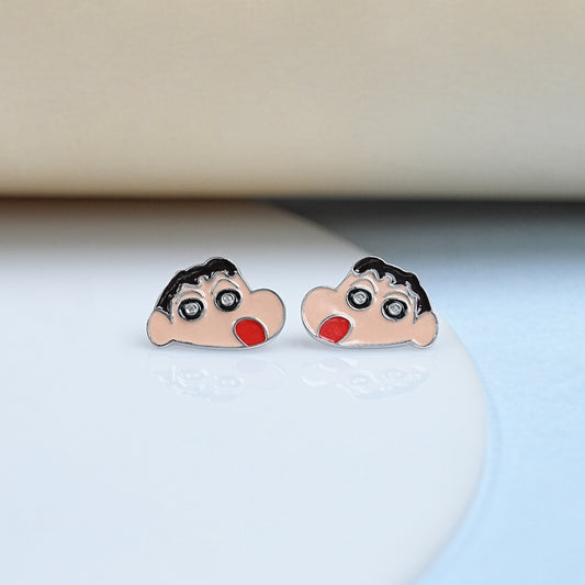 Sin-Chain Cartoon Enamel Earring