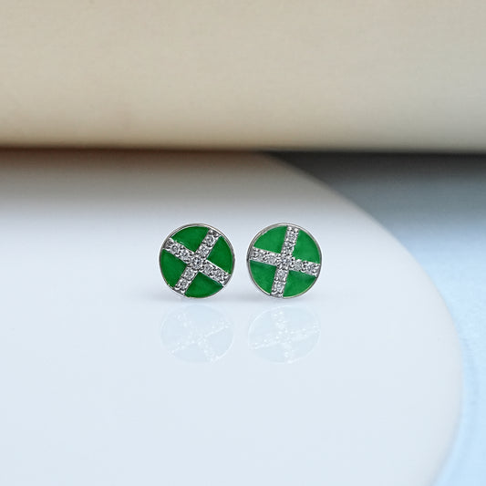 Green Enamel Stud Earrings For Baby Girl