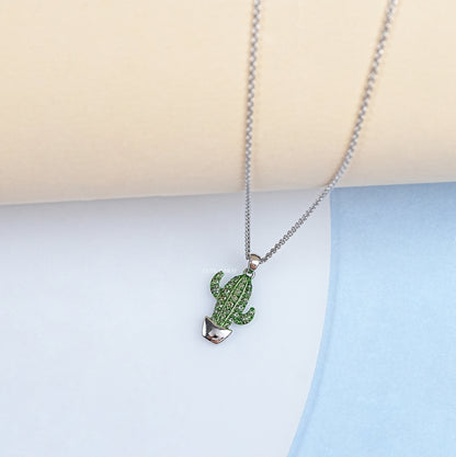 Lab Colored Diamond Cactus Pendant