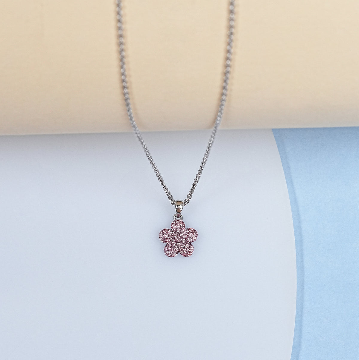 Pink Diamond Flower Pendant