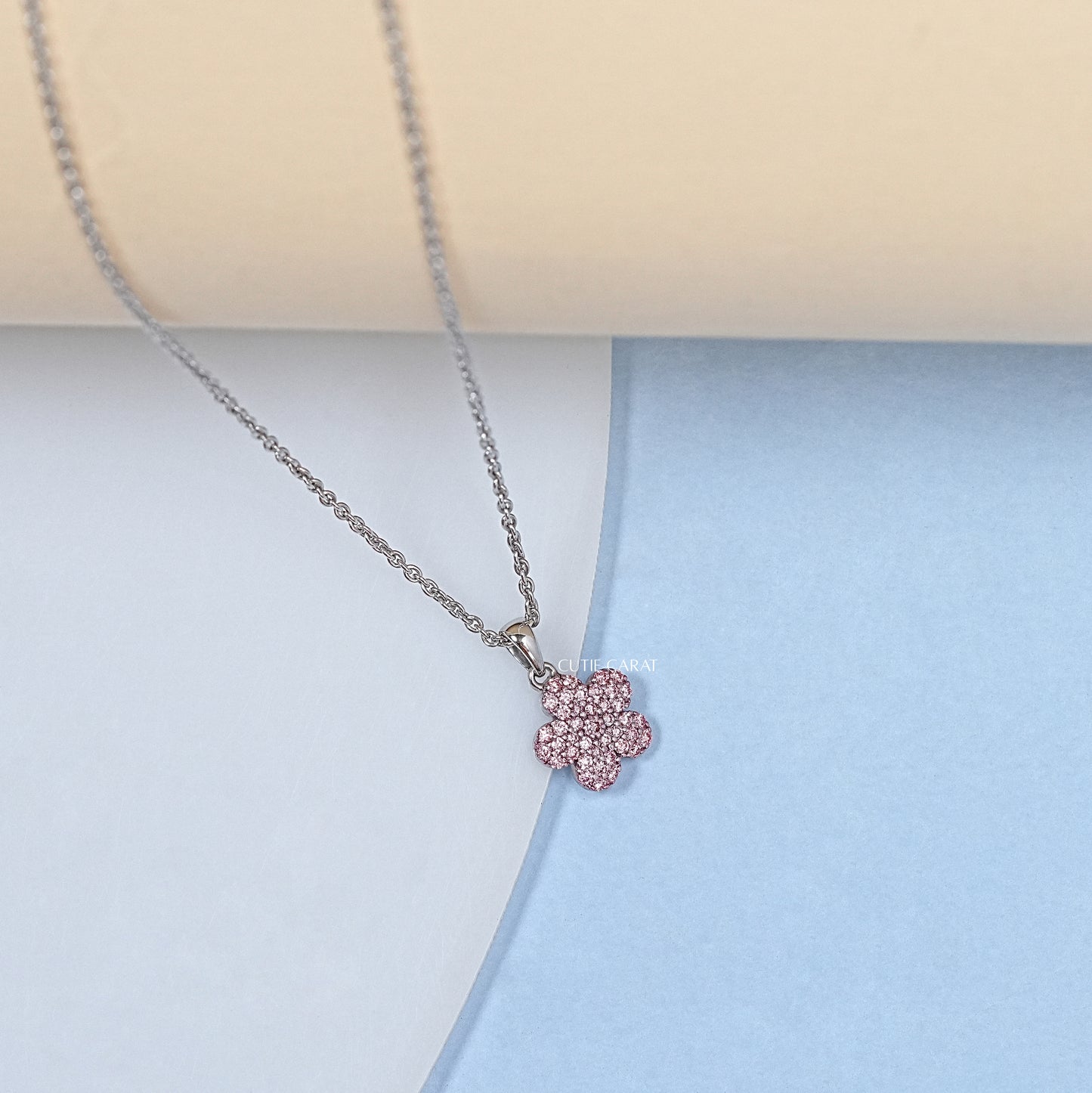 Pink Diamond Flower Pendant