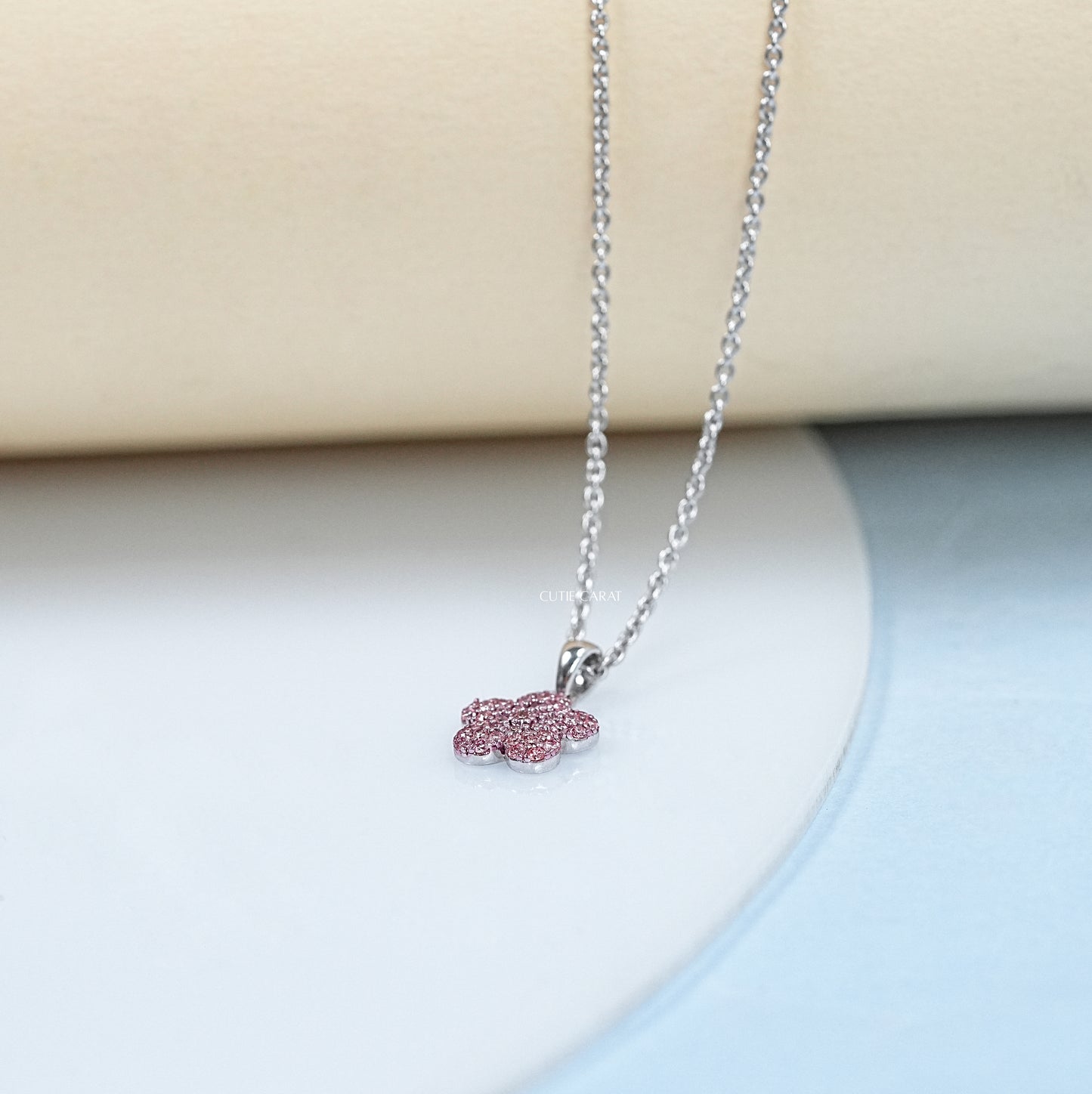 Pink Diamond Flower Pendant