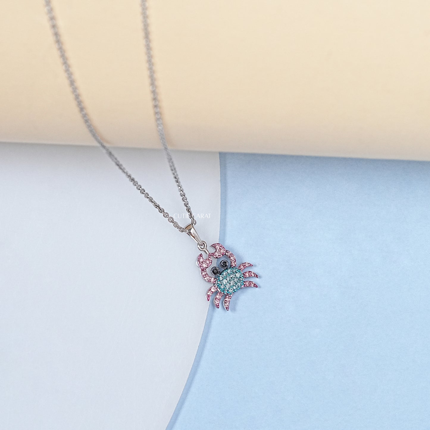 Lab Colored Diamond Crab Pendant