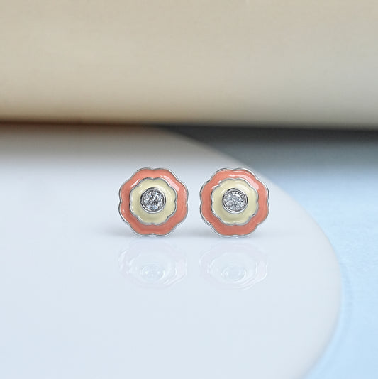 Lab Grown Diamond Enamel Stud Earrings