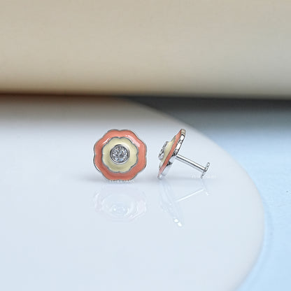 Lab Grown Diamond Enamel Stud Earrings