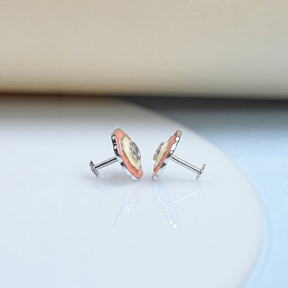 Lab Grown Diamond Enamel Stud Earrings
