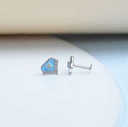 Diamond Shape Enamel Stud Earrings
