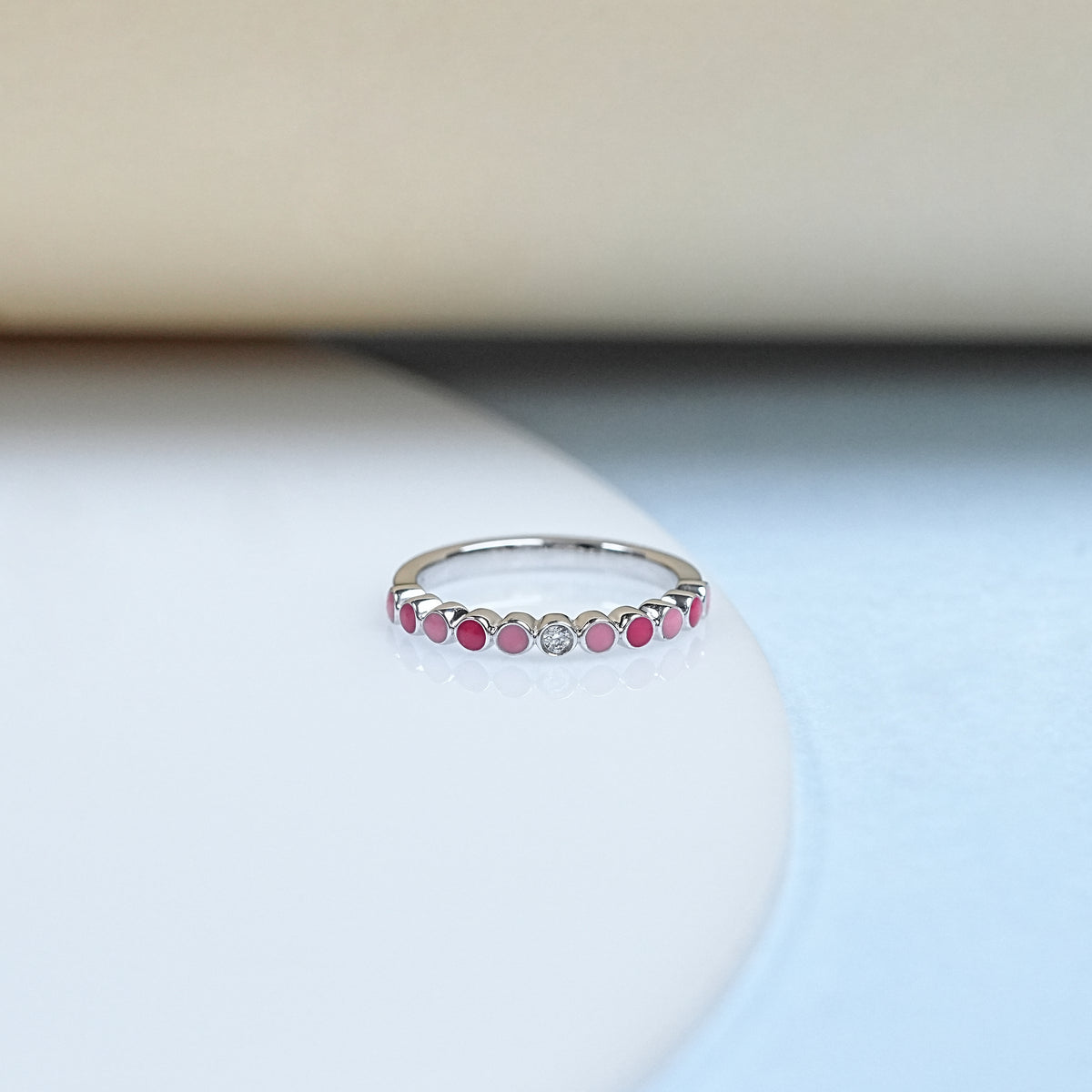 Pink Enamel Stackable Ring