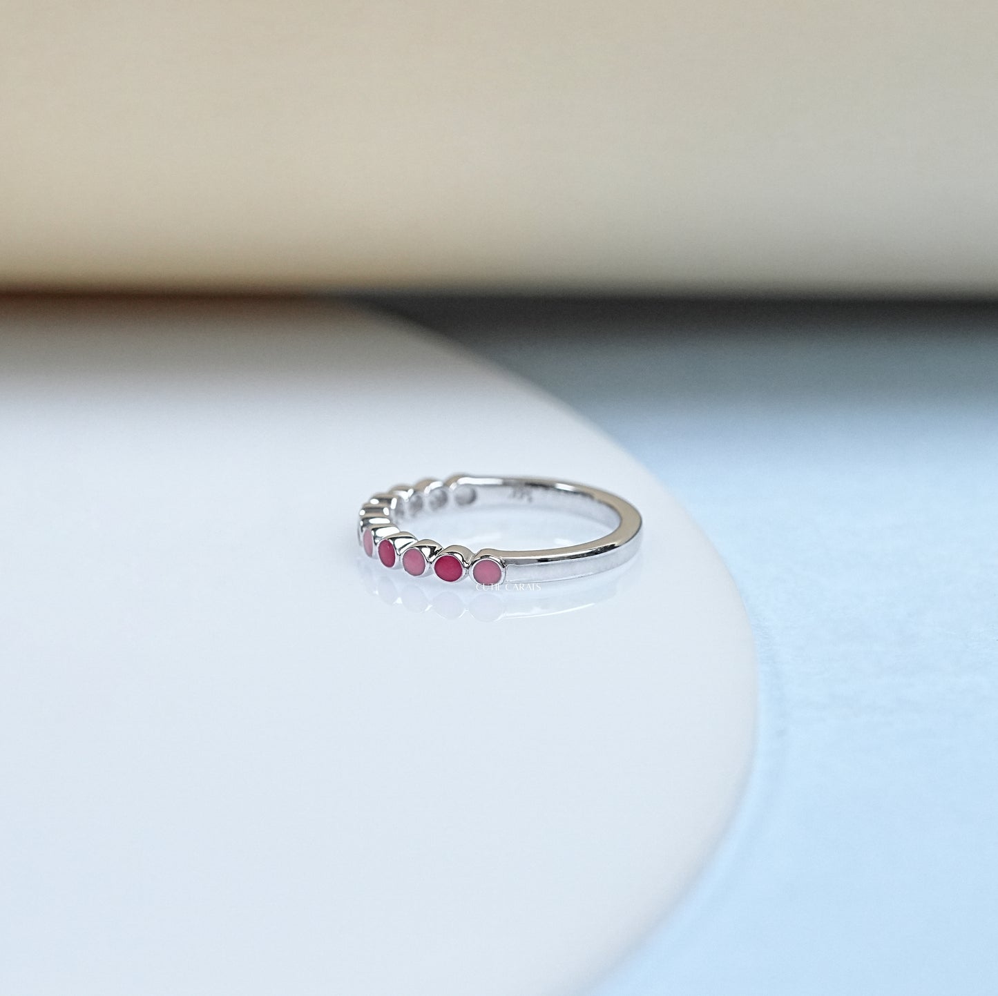 Pink Enamel Stackable Ring