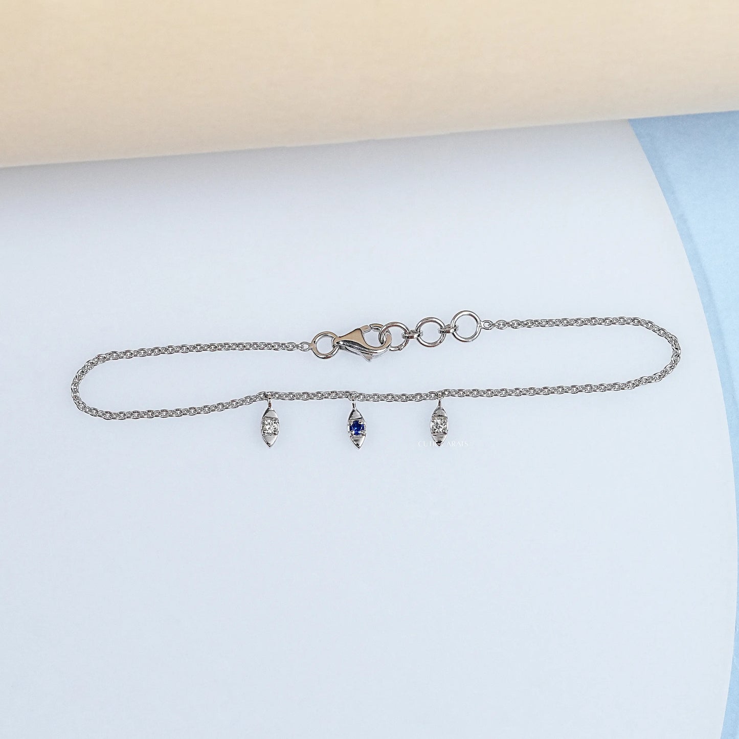 Three Stone Diamond And Gemstone Anklet