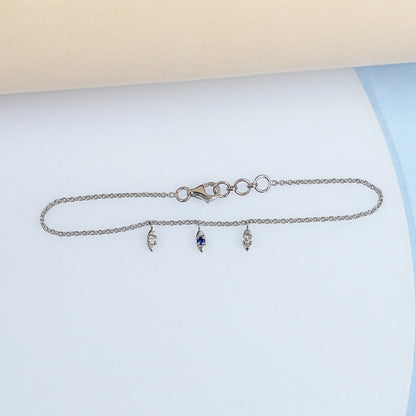 Three Stone Diamond And Gemstone Anklet