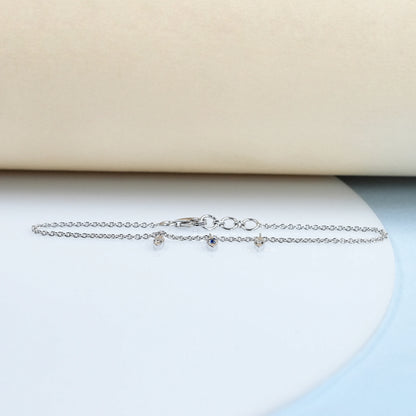 Three Stone Diamond And Gemstone Anklet