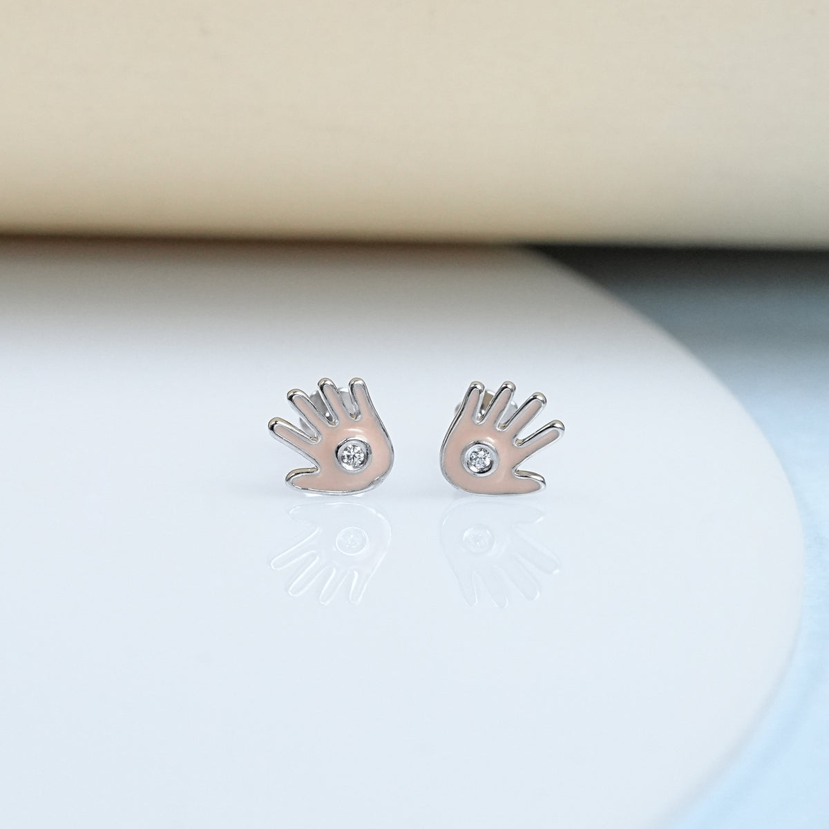 High Five Hand Enamel Stud Earrings