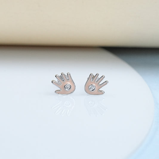High Five Hand Enamel Stud Earrings