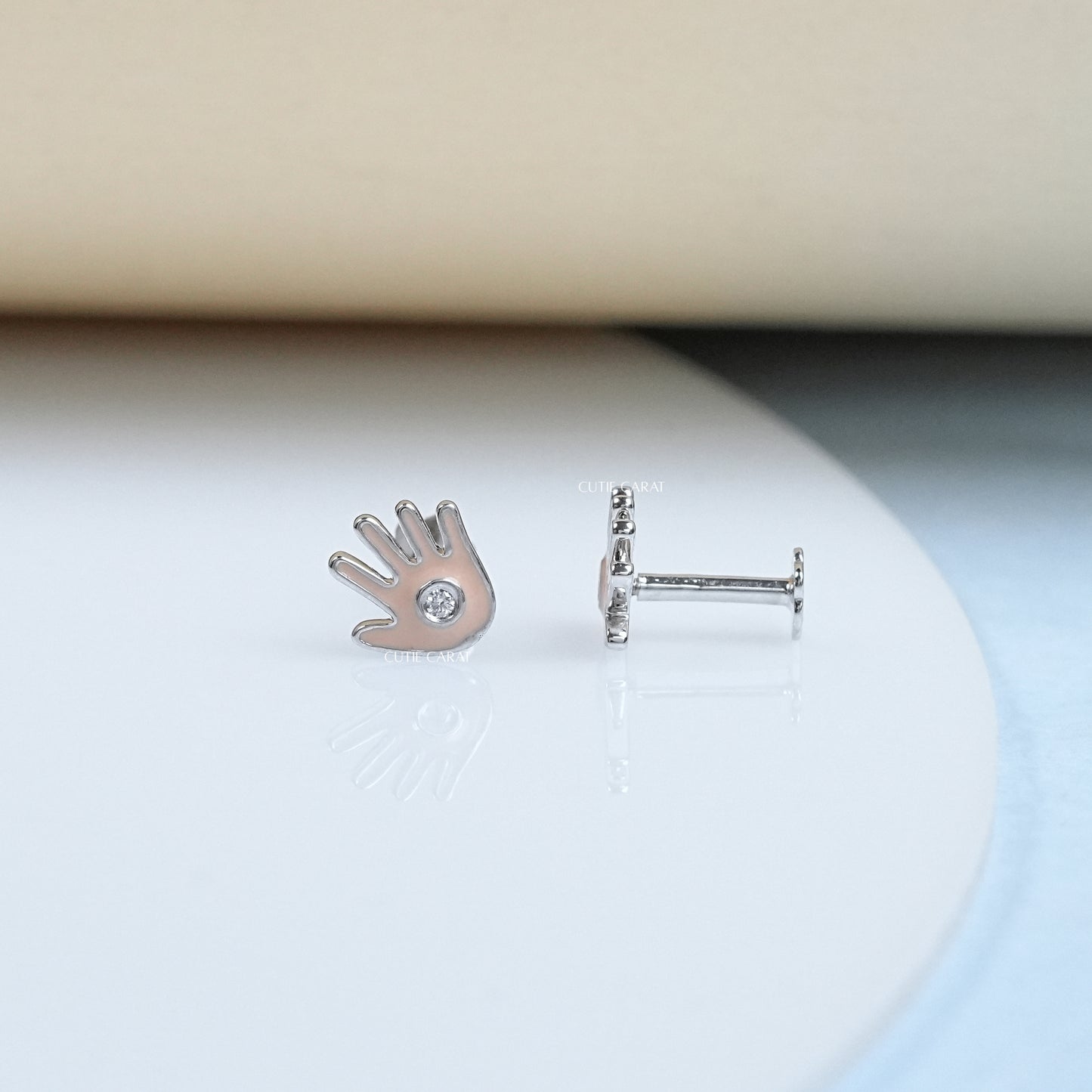 High Five Hand Enamel Stud Earrings