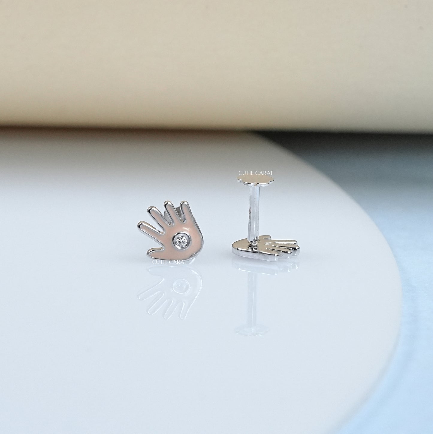 High Five Hand Enamel Stud Earrings