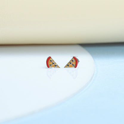 Enamel Pizza Slice Stud Earring For Kids