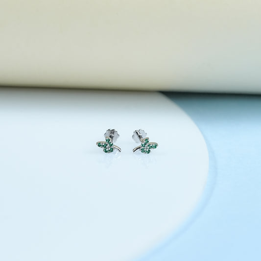 Green Trio Leaf Gemstone Earring