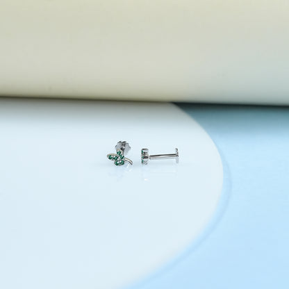 Green Trio Leaf Gemstone Earring