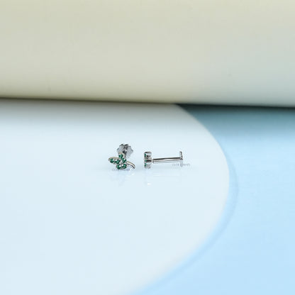 Green Trio Leaf Gemstone Earring
