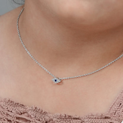 Diamond And Sapphire Evil Eye Pendant