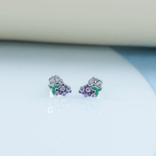 Grapes Shape Purple Gemstone Stud Earrings