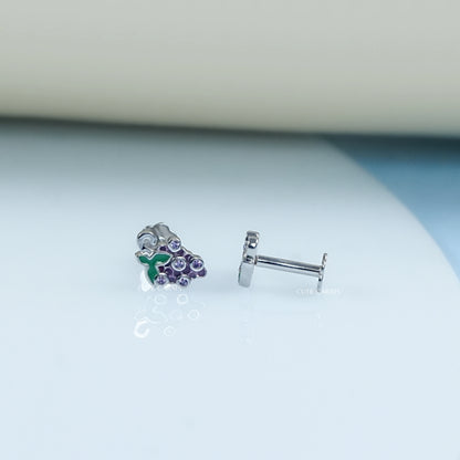 Grapes Shape Purple Gemstone Stud Earrings
