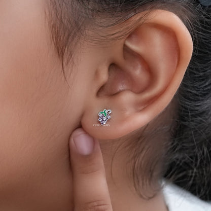 Grapes Shape Purple Gemstone Stud Earrings