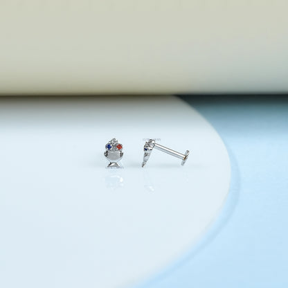 Ice Cream Bowl Tiny Gemstone Stud Earrings