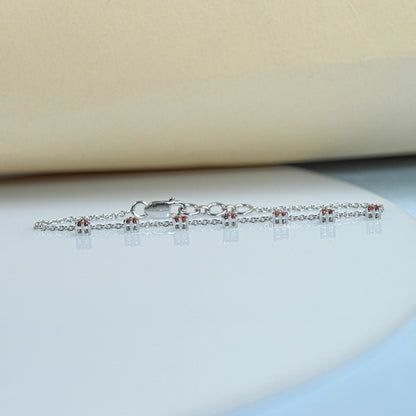 Red Ruby Charm Chain Bracelet For Girls