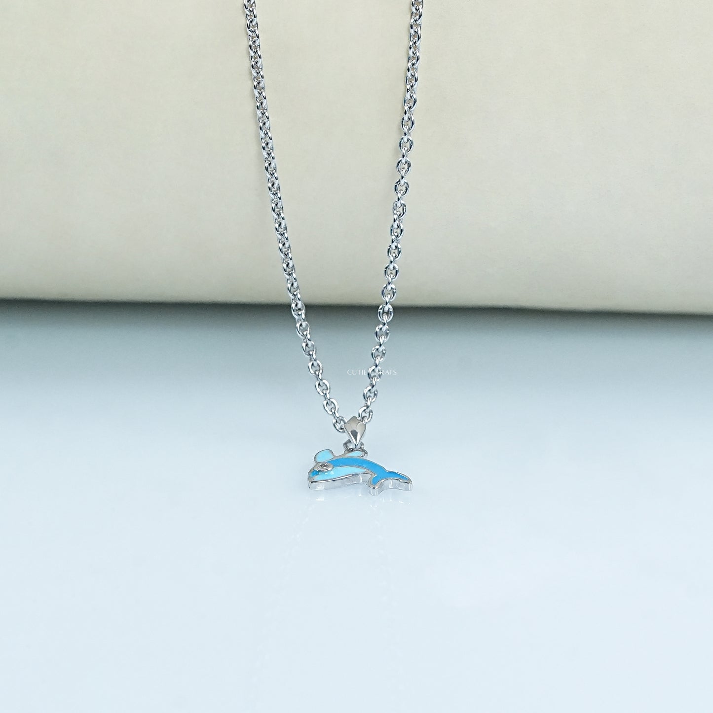 Round Cut Lab Grown Diamond Dolphin Pendant