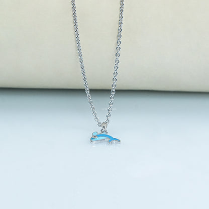 Round Cut Lab Grown Diamond Dolphin Pendant