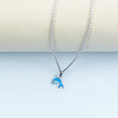Round Cut Lab Grown Diamond Dolphin Pendant