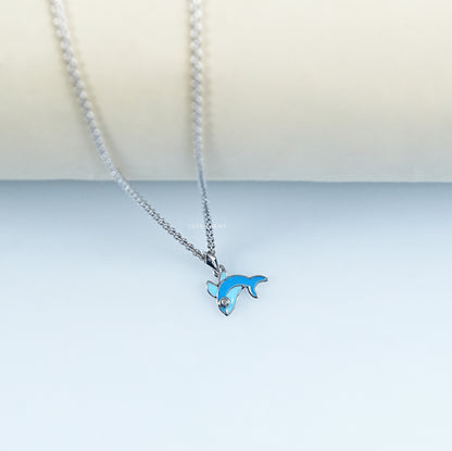 Round Cut Lab Grown Diamond Dolphin Pendant