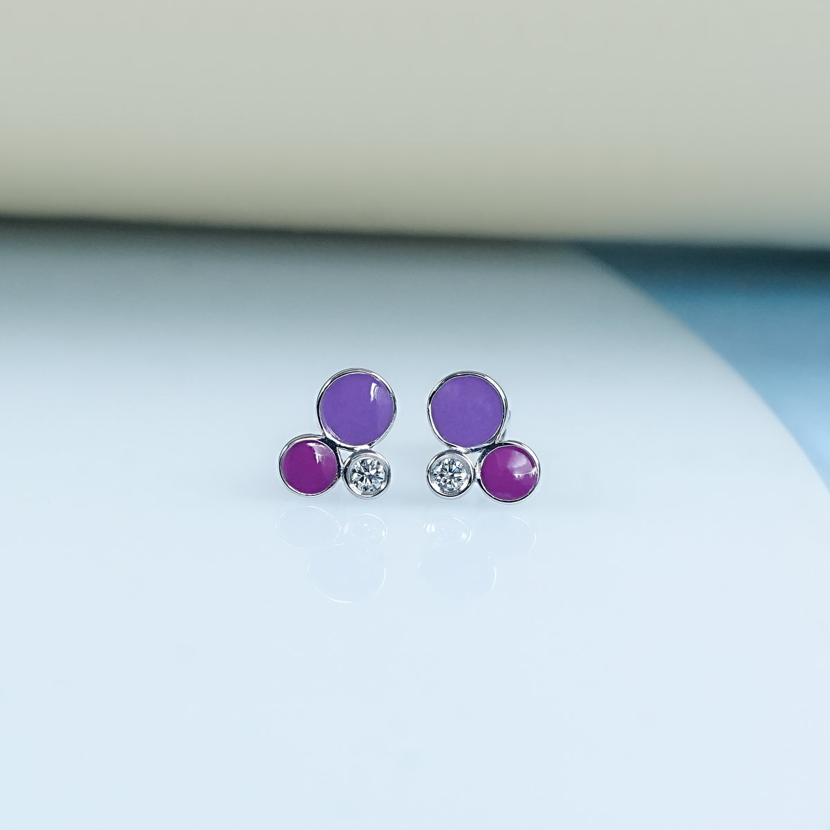 Cute Purple Enamel Earring For Toddler