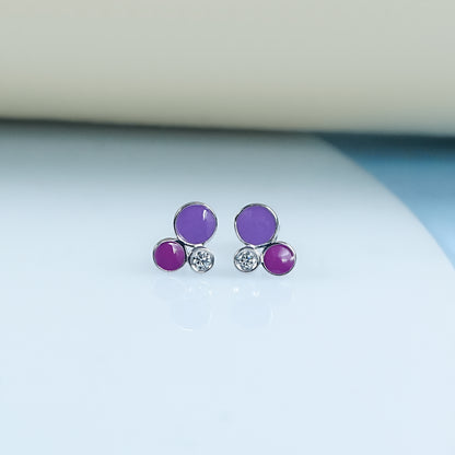 Cute Purple Enamel Earring For Toddler